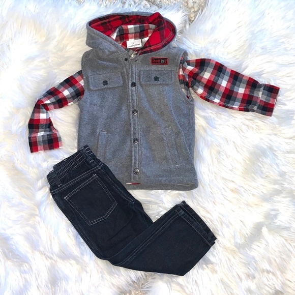 Kids Headquarters Other - Boys 3T Flannel Vest Jean Set